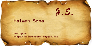 Haiman Soma névjegykártya